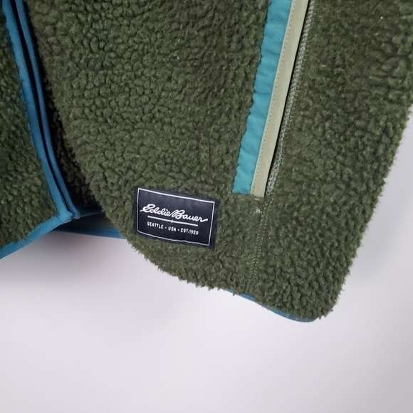 Eddie Bauer Green Sherpa Zip Jacket Men XL - Picture 6 of 11